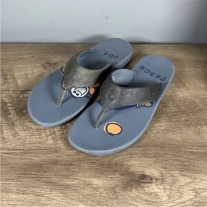 Life Is Good  Flip Flop Sandals Peace Out Blue Size 7